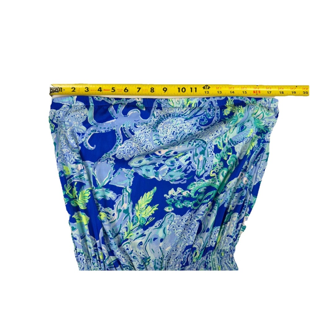 Lilly Pulitzer Pim‎ Jumpsuit Strapless Wide Leg Sea Sirens Print Blue Sz M Beach - Picture 5 of 7